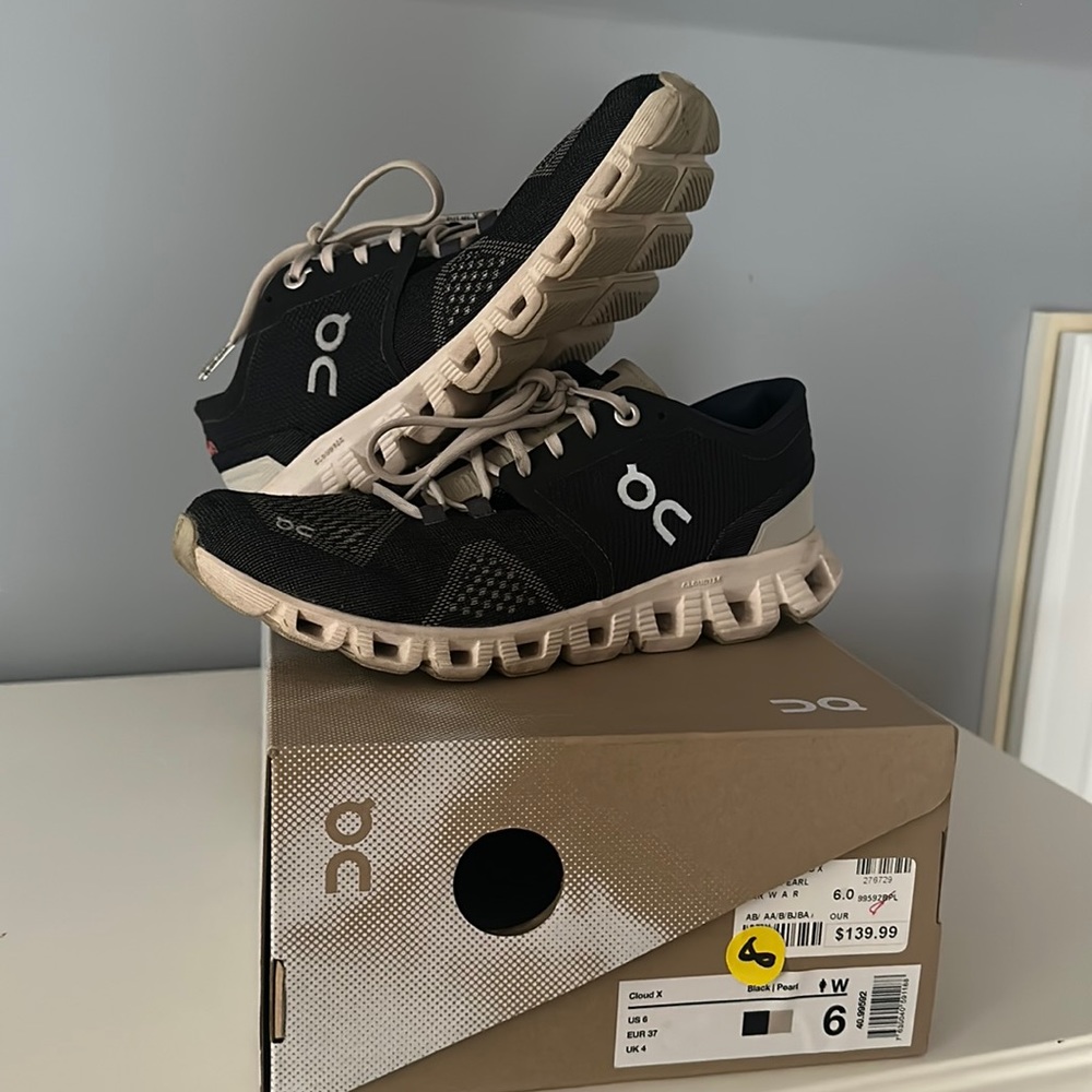 On Running Women's Cloud X Sneakers in Black and Cream